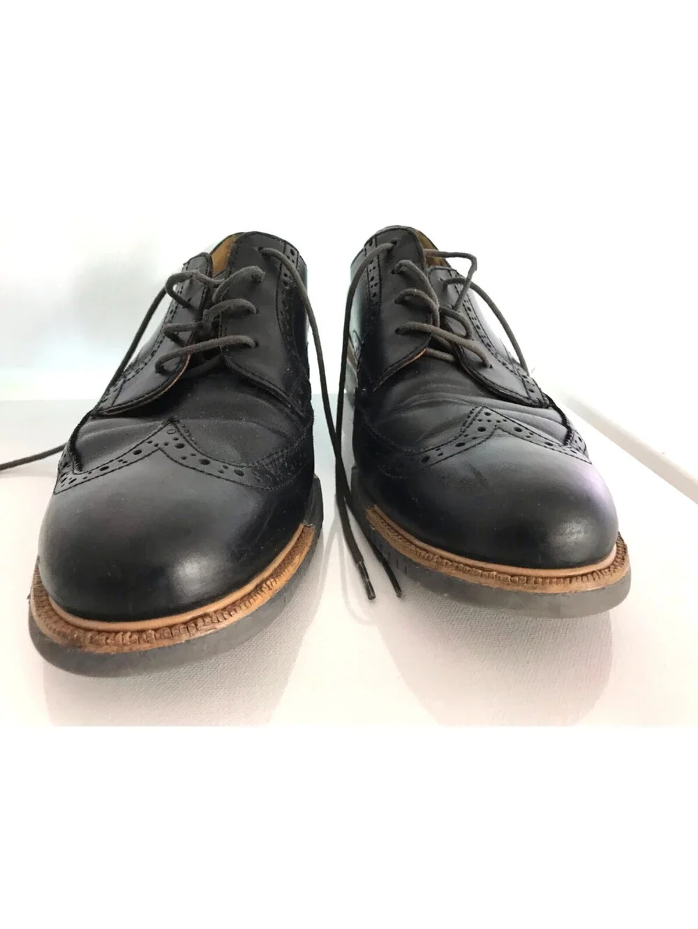 COLE HAAN Grand OS Mens Size 9.5 M Black Leather Wingtip Oxford Dress Shoes